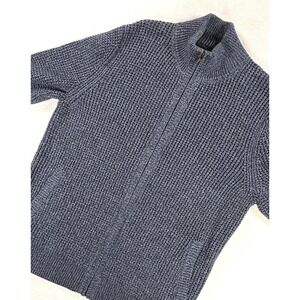 L.L.Bean Sweater Mens Med Blue Full Zip Mock Neck Organic Cotton Grampacore